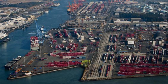 Aerial view of the Tacoma port
