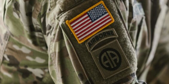 An image of a patch of a serviceman of the airborne corps in Tacoma